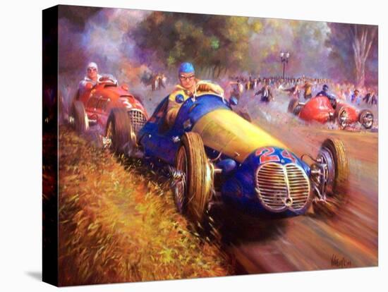 Juan Manuel Fangio Driving the Maserati 4Cl the Forest of Palermo Buenos Aires, 1949 (Acrylic on Ca-Jose Maria Villafuerte-Premier Image Canvas