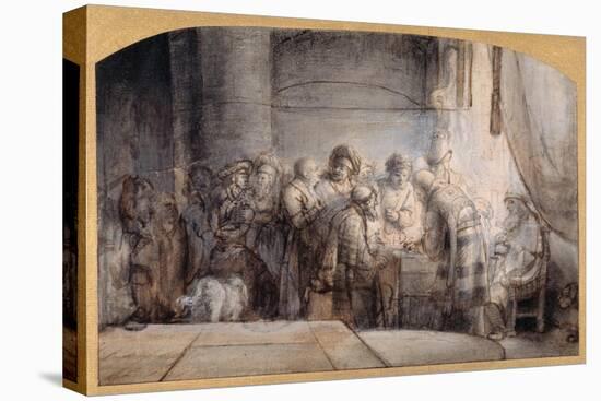 Judas Receiving the Thirty Pieces of Silver, C.1640 (Pen and Ink over Red Chalk over Wash on Paper)-Samuel van Hoogstraten-Premier Image Canvas