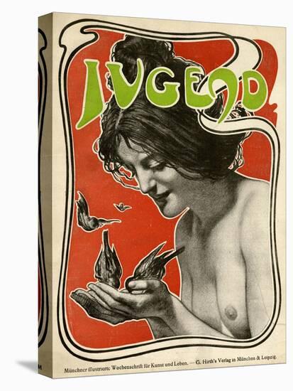 Jugend Front Cover, Naked Woman Feeding Birds-null-Stretched Canvas