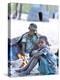 Jul'Hoan !Kung Bushman Boy and His Grandmother in their Village, Bushmanland, Namibia-Kim Walker-Premier Image Canvas