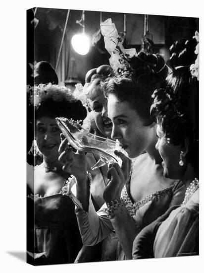 Julie Andrews Taking a Sip from the Glass Slipper During the TV Production of Cinderella-Gordon Parks-Premier Image Canvas