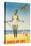 Jumping Rope on Beach-null-Stretched Canvas