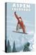 Jumping Snowboarder - Aspen, Colorado-Lantern Press-Stretched Canvas