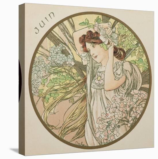 June, 1899 (Detail)-Alphonse Mucha-Premier Image Canvas