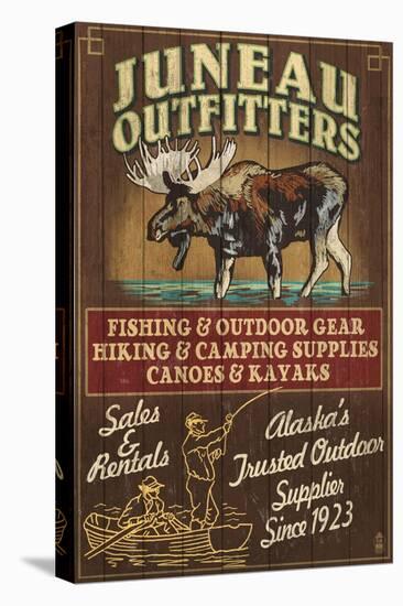 Juneau, Alaska - Moose Outfitters-Lantern Press-Stretched Canvas