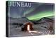 Juneau, Alaska - Northern Lights and Cabin-Lantern Press-Stretched Canvas