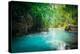 Jungle Landscape with Flowing Turquoise Water of Erawan Cascade Waterfall at Deep Tropical Rain For-Perfect Lazybones-Premier Image Canvas