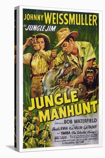 Jungle Manhunt, from Left, Sheila Ryan, Johnny Weissmuller, 1951-null-Stretched Canvas