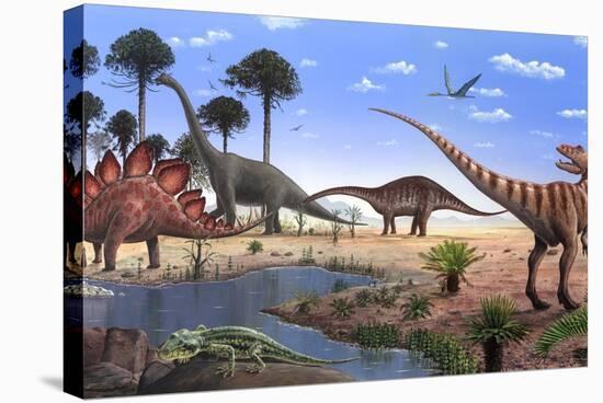 Jurassic Dinosaurs, Artwork-Richard Bizley-Premier Image Canvas