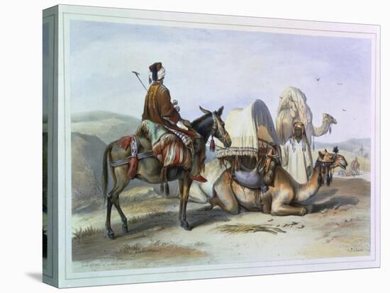 Kafila with a Camel Bearing a Hodesh, The Valley of the Nile, Engraved Lehnert, c.1848-Achille-Constant-Théodore-Émile Prisse d'Avennes-Premier Image Canvas