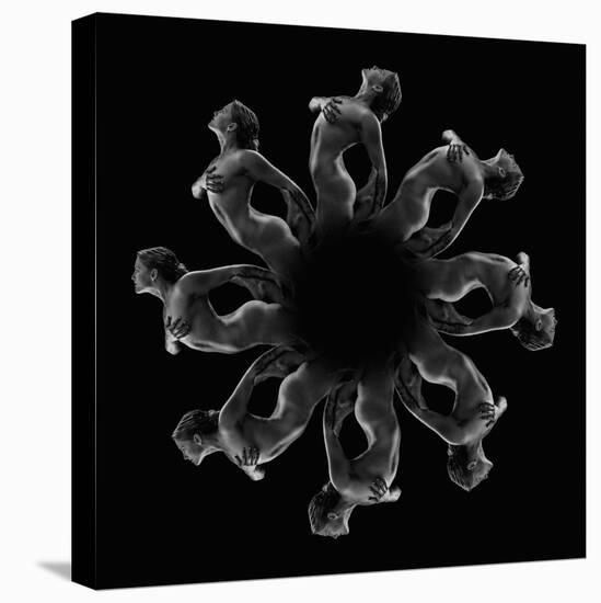 Kaleidoscope pattern of naked woman posing against black background-Panoramic Images-Premier Image Canvas