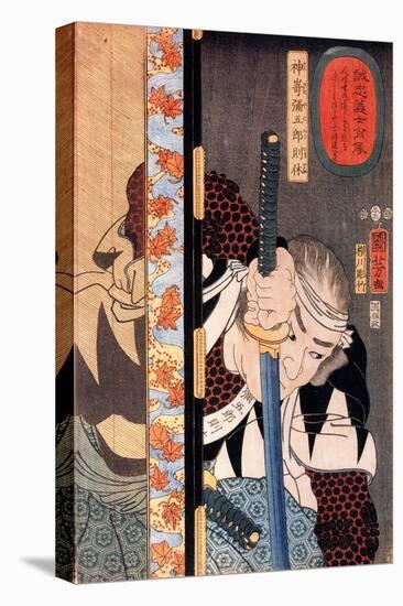 Kansaki Yagoro Noriyasu Seen Behind a Transparent Screen-Kuniyoshi Utagawa-Premier Image Canvas