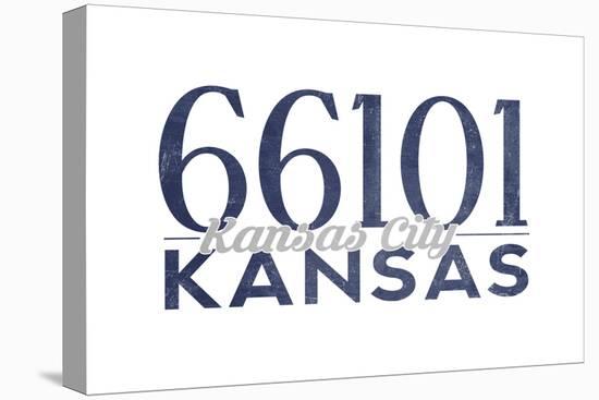 Kansas City, Kansas - 66101 Zip Code (Blue)-Lantern Press-Stretched Canvas