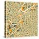 Kansas City Map-Jazzberry Blue-Stretched Canvas