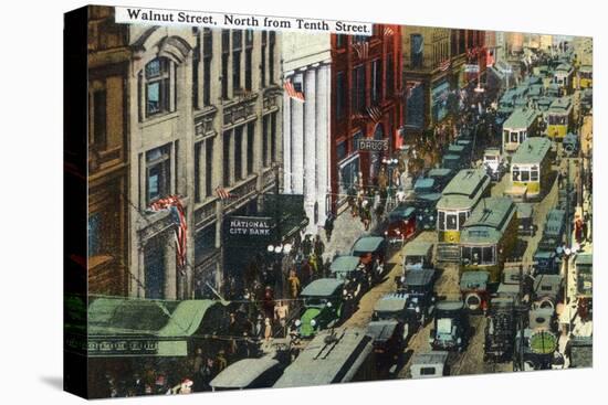 Kansas City, Missouri - General Northern View Up Walnut Street from Tenth Street-Lantern Press-Stretched Canvas