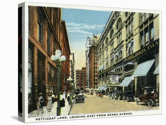 Kansas City, Missouri - Western View Down Petticoat Lane from Grand Avenue-Lantern Press-Stretched Canvas