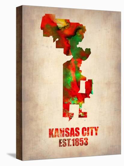 Kansas City Watercolor Map-NaxArt-Stretched Canvas