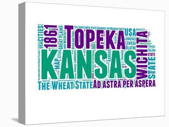 Kansas Word Cloud Map-NaxArt-Stretched Canvas