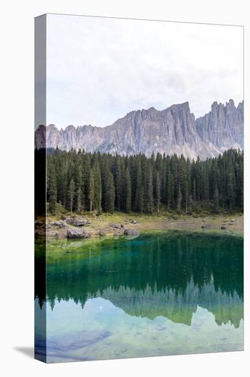 Karersee (Lake), Dolomites, South Tyrol, Italy: Reflections In The Lake-Axel Brunst-Premier Image Canvas