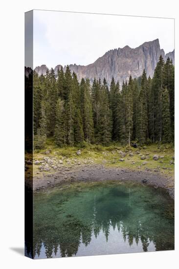 Karersee (Lake), Dolomites, South Tyrol, Italy: Reflections In The Lake-Axel Brunst-Premier Image Canvas