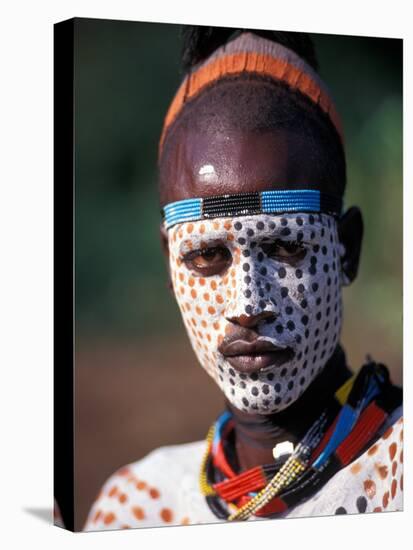 Karo Warrior in Traditional Body Paint, Ethiopia-Janis Miglavs-Premier Image Canvas