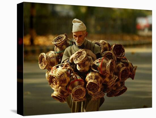 Kashmiri Carries 'Kangris' or Firepots to Sell in a Market in Srinagar, India-null-Premier Image Canvas