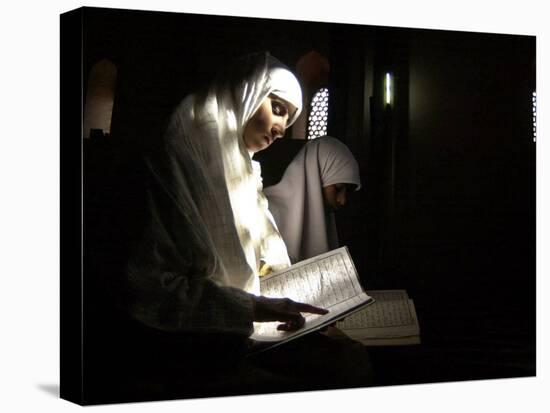 Kashmiri Muslim Girls Read the Holy Quran at Jamia Masjid in Downtown Area of Srinagar, India-null-Premier Image Canvas