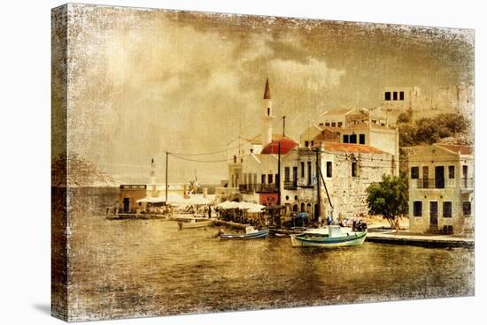 Kastelorizo Bay - Artistic Retro Styled Picture-Maugli-l-Stretched Canvas