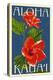 Kauai, Hawaii - Red Hibiscus-Lantern Press-Stretched Canvas