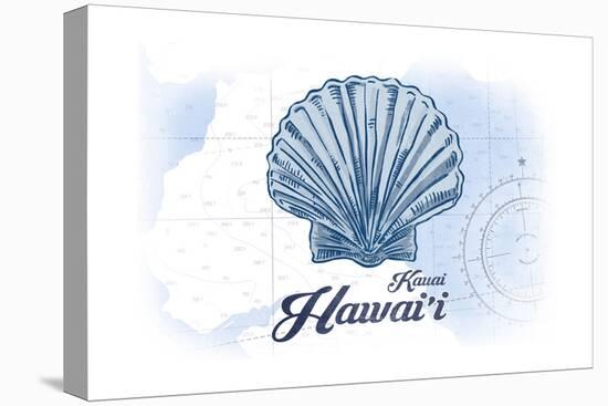 Kauai, Hawaii - Scallop Shell - Blue - Coastal Icon-Lantern Press-Stretched Canvas