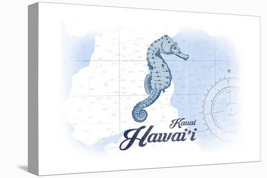 Kauai, Hawaii - Seahorse - Blue - Coastal Icon-Lantern Press-Stretched Canvas