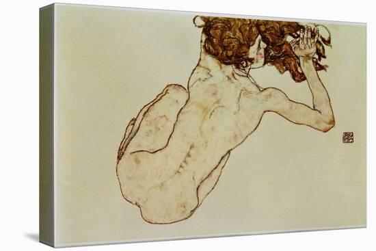 Kauernder Rueckenakt - Crouching nude,back view,1917-Egon Schiele-Premier Image Canvas