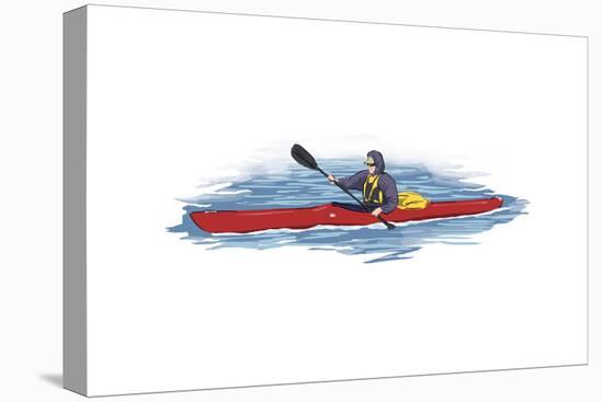 Kayak - Icon-Lantern Press-Stretched Canvas