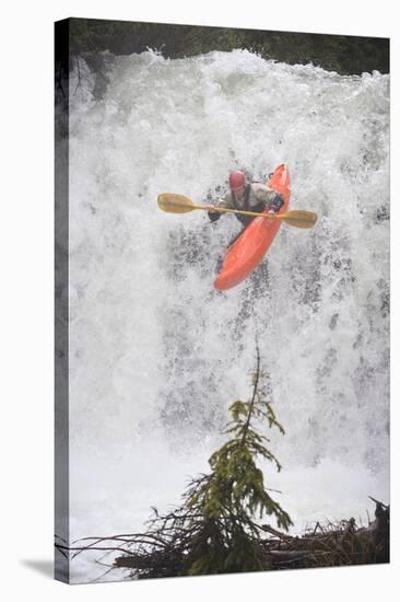 Kayaker Descending Waterfall Outside Of Crested Butte Colorado-Liam Doran-Stretched Canvas