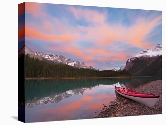 Kayaker on Maligne Lake, Jasper National Park, Alberta, Canada-Gary Luhm-Premier Image Canvas