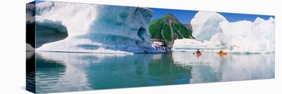 Kayakers in the Lake, Bear Glacier Lake, Kenai Fjords National Park, Alaska, USA-null-Premier Image Canvas