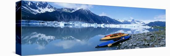 Kayaks by the Side of a River, Alaska, USA-null-Premier Image Canvas