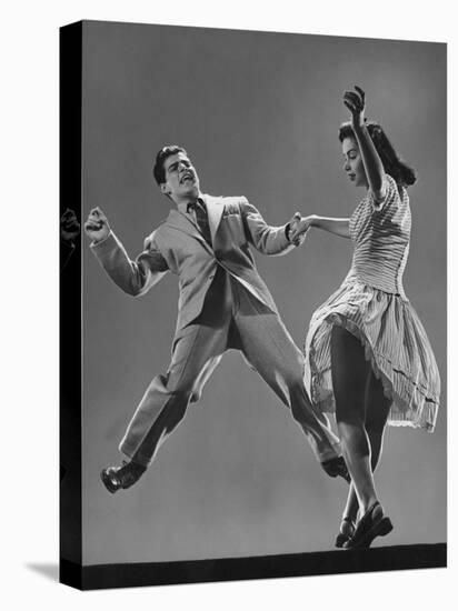 Kaye Popp and Stanley Catron Demonstrating a Step of the Lindy Hop-Gjon Mili-Premier Image Canvas