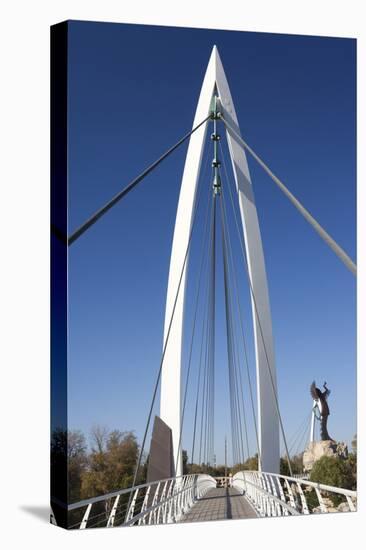 Keeper of the Plains Footbridge, Arkansas River, Wichita, Kansas, USA-Walter Bibikow-Premier Image Canvas