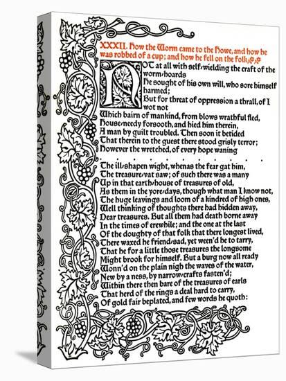'Kelmscott Press: Page from The Tale of Beowulf Printed in the Troy Type', c.1895, (1914)-William Morris-Premier Image Canvas