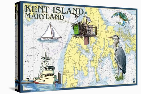 Kent Island, Maryland - Nautical Chart-Lantern Press-Stretched Canvas