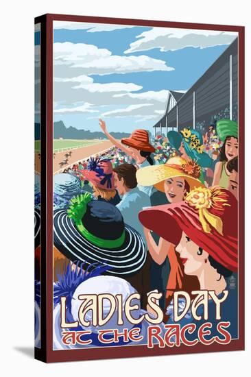 Kentucky - Ladies Day at the Track Horse Racing-Lantern Press-Stretched Canvas