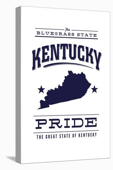 Kentucky State Pride - Blue on White-Lantern Press-Stretched Canvas
