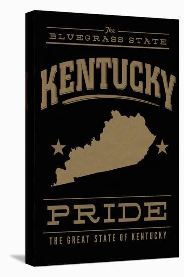 Kentucky State Pride - Gold on Black-Lantern Press-Stretched Canvas