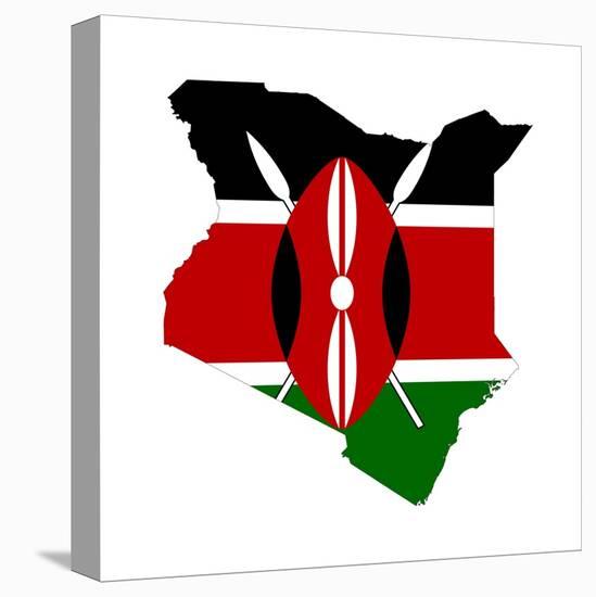 Kenya Flag On Map-Speedfighter-Stretched Canvas