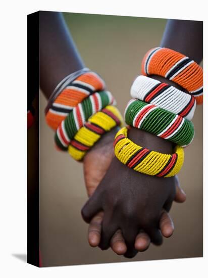 Kenya, Laikipia, Ol Malo; a Samburu Boy and Girl Hold Hands at a Dance in their Local Manyatta-John Warburton-lee-Premier Image Canvas