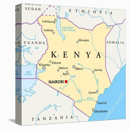 Kenya Political Map-Peter Hermes Furian-Stretched Canvas