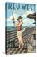 Key West, Florida - Fishing Pinup Girl-Lantern Press-Stretched Canvas