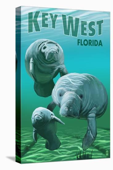 Key West, Florida - Manatees-Lantern Press-Stretched Canvas