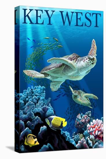 Key West, Florida - Sea Turtles-Lantern Press-Stretched Canvas